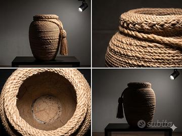 Vaso artigianale in corda e cartapesta - Design na