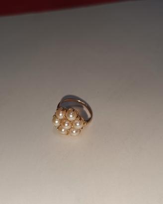 anello in oro 14 k con perline vintage 