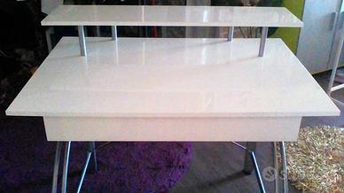Scrivania designer bianco lucido con cassetto