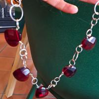 Collana in argento 925 e cuori in granato