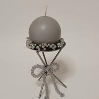 PORTACANDELA ROTONDA CON DECORAZIONE E OMAGGIO