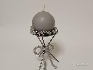 PORTACANDELA ROTONDA CON DECORAZIONE E OMAGGIO