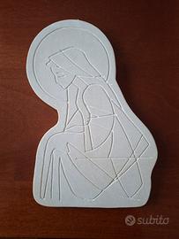 Madonna con bambino in pietra intarsio artigianale