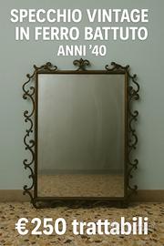 Specchio in ferro battuto anni'40originale d'epoca