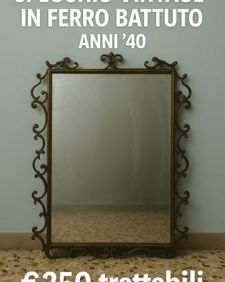 Specchio in ferro battuto anni'40originale d'epoca