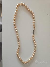 Collana perle vintage eleganti color champagne