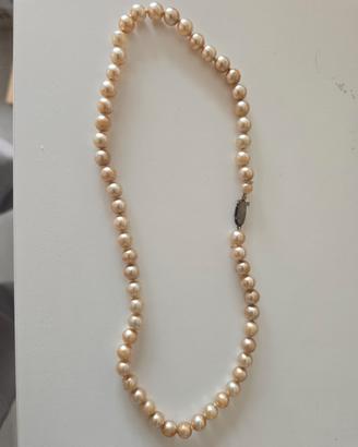 Collana perle vintage eleganti color champagne