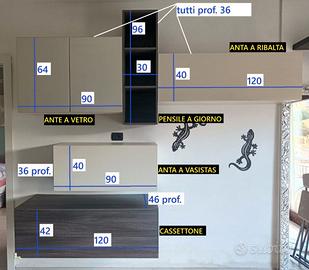 Arredamento completo basi cassettoni pensili