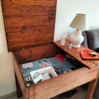 Tavolo cassapanca rustico in legno con vano