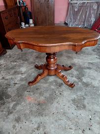 TAVOLINO / CONSOLLE IN NOCE MASSELLO OVALE