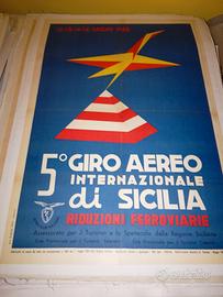 manifesto poster pubblicitario giro aereo Sicilia