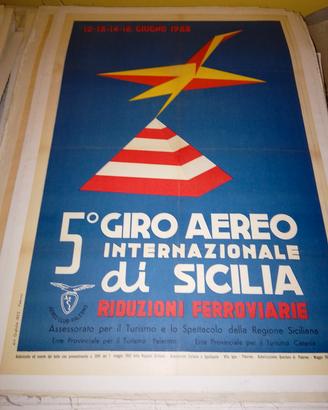 manifesto poster pubblicitario giro aereo Sicilia