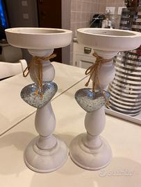 Portacandele bianche shabby chic