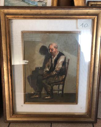 Dipinto Attilio Gattafu ritratto anziano collezion