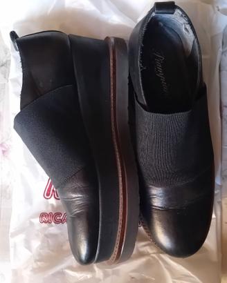 Scarpe di pelle nere platform Piampiani 38
