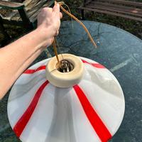 Lampadario Murano vintage vetro bianco rosso