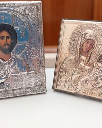 Icone sacre di Cristo e Madonna col bambino