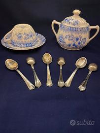 6 cucchiaini antichi vintage argento 800