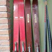 lotto di sci vintage 6 paia +racchette 