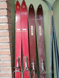 lotto di sci vintage 6 paia +racchette 