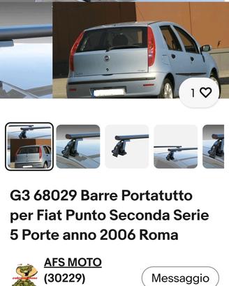 barre portatutto per fiat punto seconda serie 