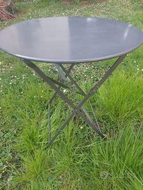 Tavolo rotondo pieghevole da esterno in ferro