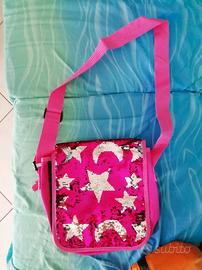 Borsa gira brilla rosa argento nuova