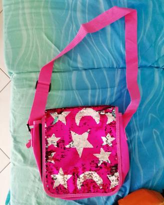 Borsa gira brilla rosa argento nuova