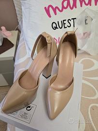 scarpe con tacco beige 
