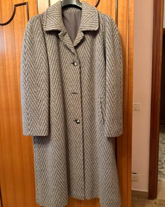 Cappotto vintage grigio mélange a spina di pesce
