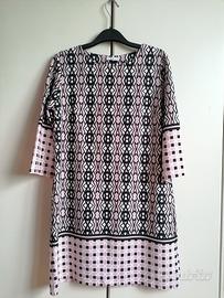 Minidress stampa geometrica rosa cipria 