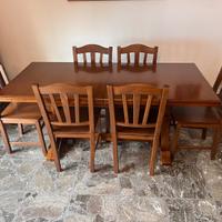 Tavolo fratino in legno allungabile con sei sedie
