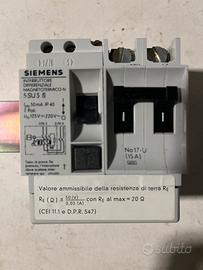 Salvavita Differenziale Siemens 5SU3 da 15A