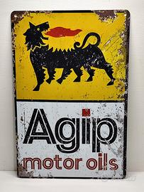 Targa Metallo Vintage Agip 30x20cm
