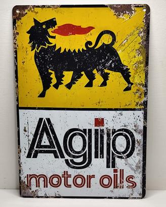 Targa Metallo Vintage Agip 30x20cm