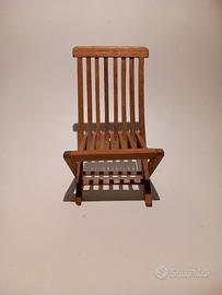 sedia in miniatura pieghevole in legno naturale