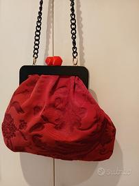borsa in tessuto damascato bordeaux 