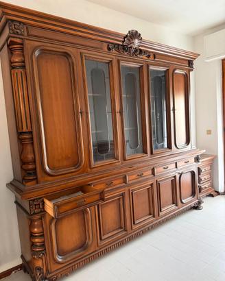 Credenza/Libreria in Noce Massello Antico