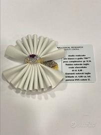 Anello oro 18kt brillanti 0.80 rubino 0.98 Coppini