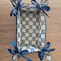 Svuotatasche blu fiocchi, tessuto