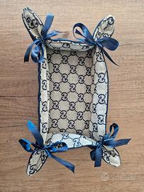 Svuotatasche blu fiocchi, tessuto