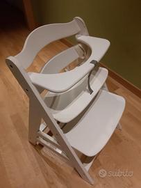 seggiolone pappa legno massello bianco