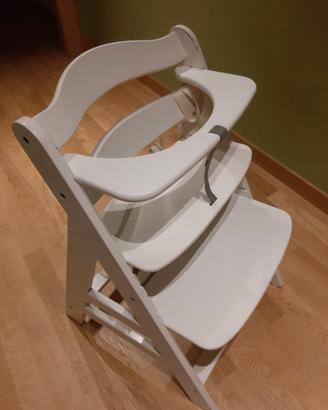 seggiolone pappa legno massello bianco