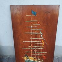 quadro in legno Barca Veliero grande