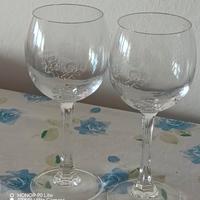 Coppia Calici da Vino Vintage in vetro  Inciso 