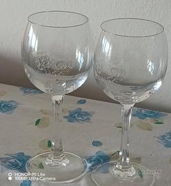 Coppia Calici da Vino Vintage in vetro  Inciso 