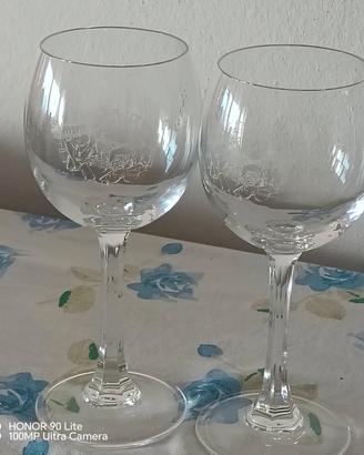 Coppia Calici da Vino Vintage in vetro  Inciso 