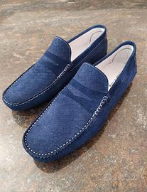 Scarpe Uomo Mocassini Camoscio Blu-Jeans n.46