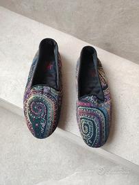 Etro pantofole donna 37 in tessuto e pelle 