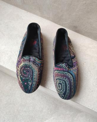 Etro pantofole donna 37 in tessuto e pelle 
